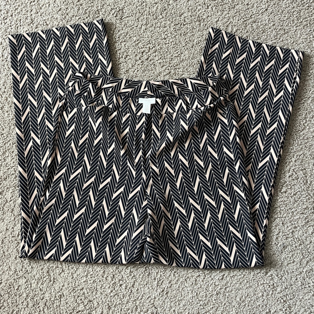 Chico’s 1.5 Reg Black Beige Chevron Geometric Dress Pants Womens approx US 10/12